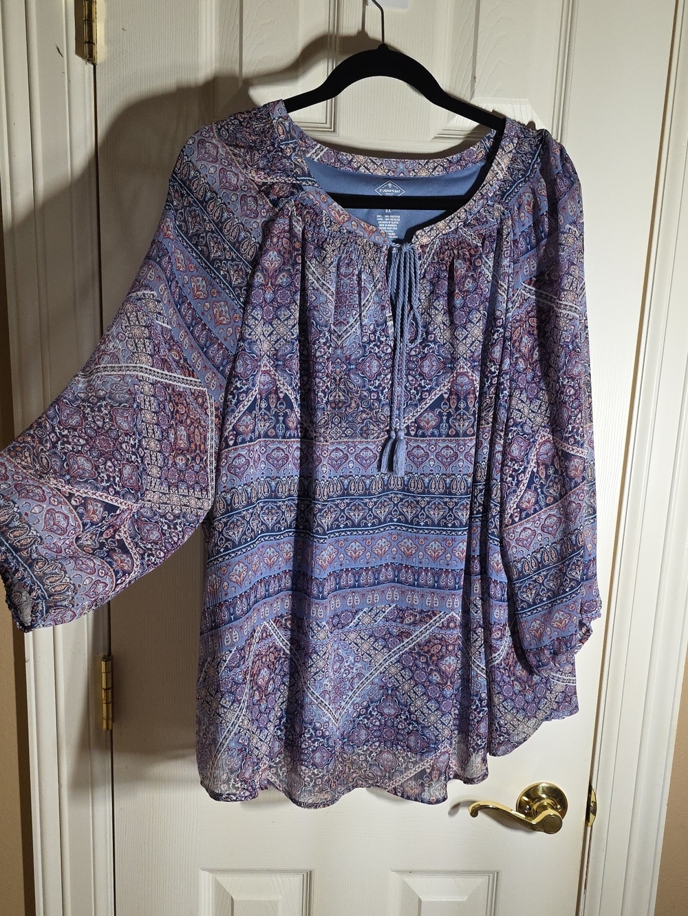 St. John's Bay Purple Paisley Peasant Blouse